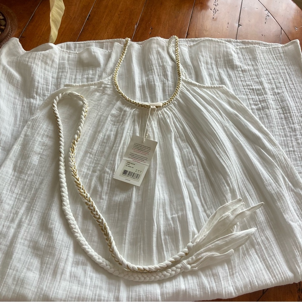 NWT Sezane Sacha 100% cotton White Maxi Dress size 36 - Picture 7 of 7